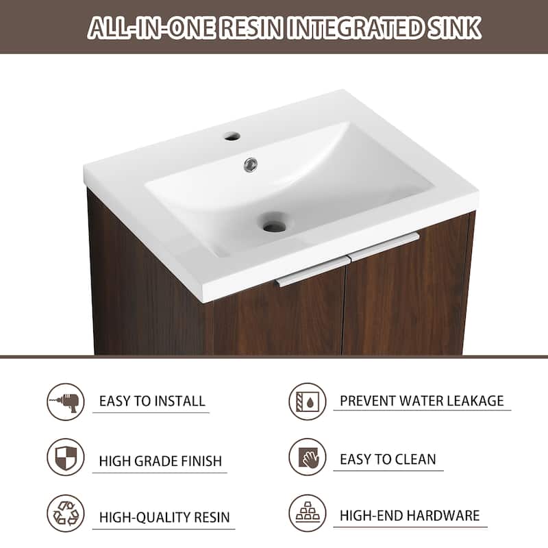 Beingnext 24"/30"/36" Bathroom Vanity with Sink, Floating Bathroom Vanity with 2 Soft Close Doors