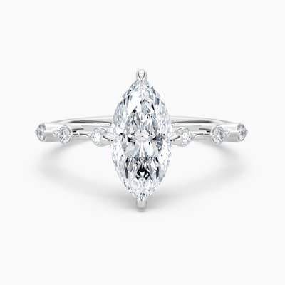 Auriya 14k Gold Marquise Lab Grown Diamond Station Hidden Halo Engagement Ring 1.00 to 5.00 ct. tw. (F-G, VS)