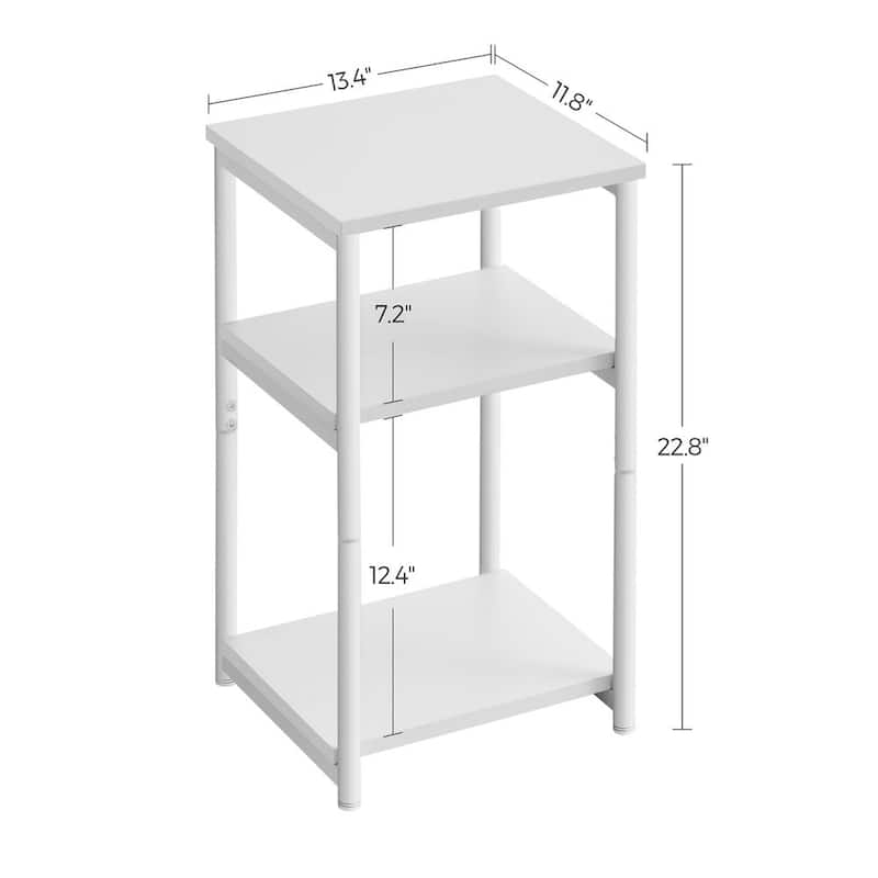 Wood Modern Small End Table with Storage Shelf - 11.8"D x 13.4"W x 22.8"H