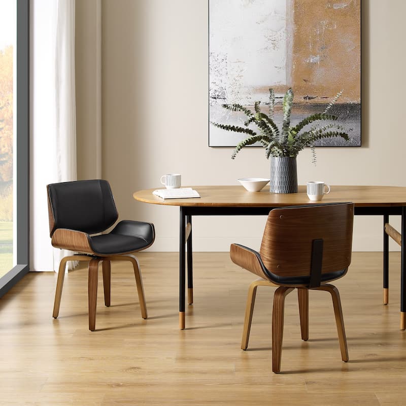 Art Leon Swivel Wooden Upholstered Dining Chairs (Set of 2)