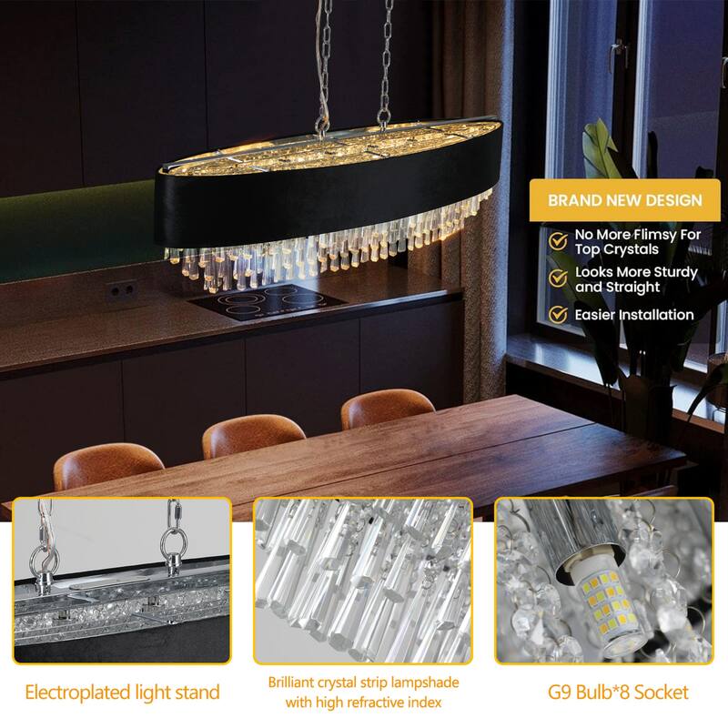 Modern 8-Light Crystal Chandelier for Dining Room
