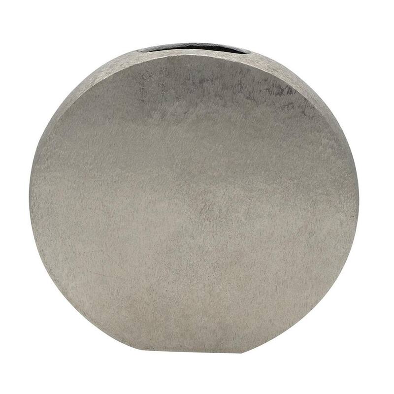 15" Silver Aluminum Round Disc Table Vase - 15.00
