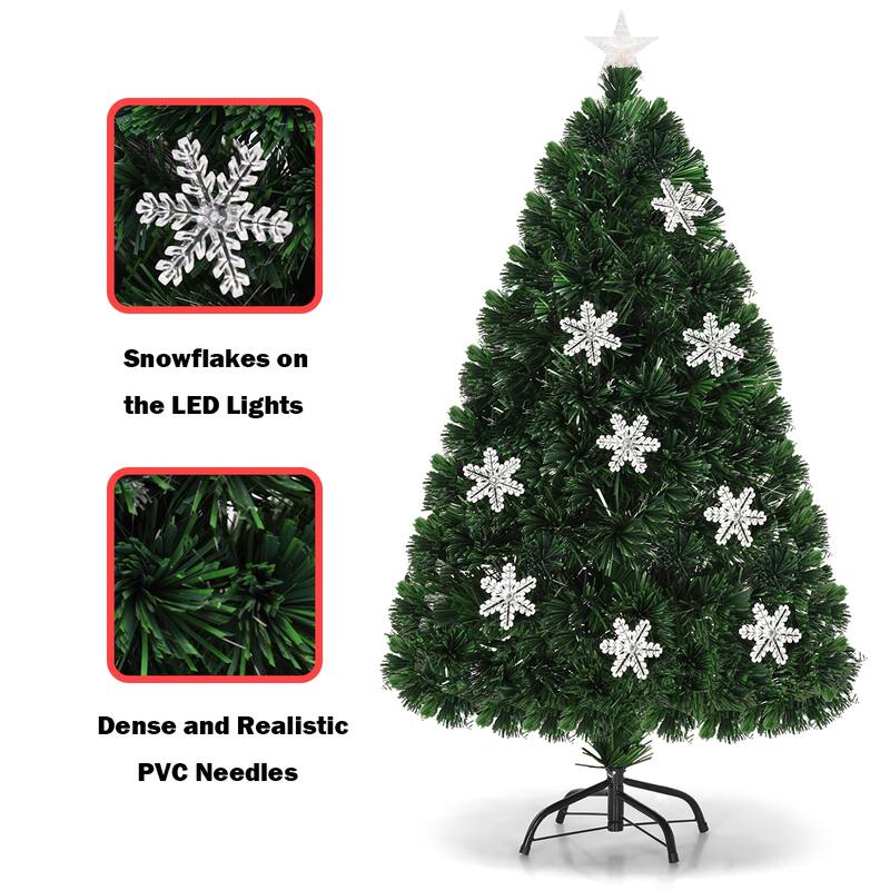 Gymax 6' Pre-Lit Multi-Color Lights Fiber Optic Artificial Christmas