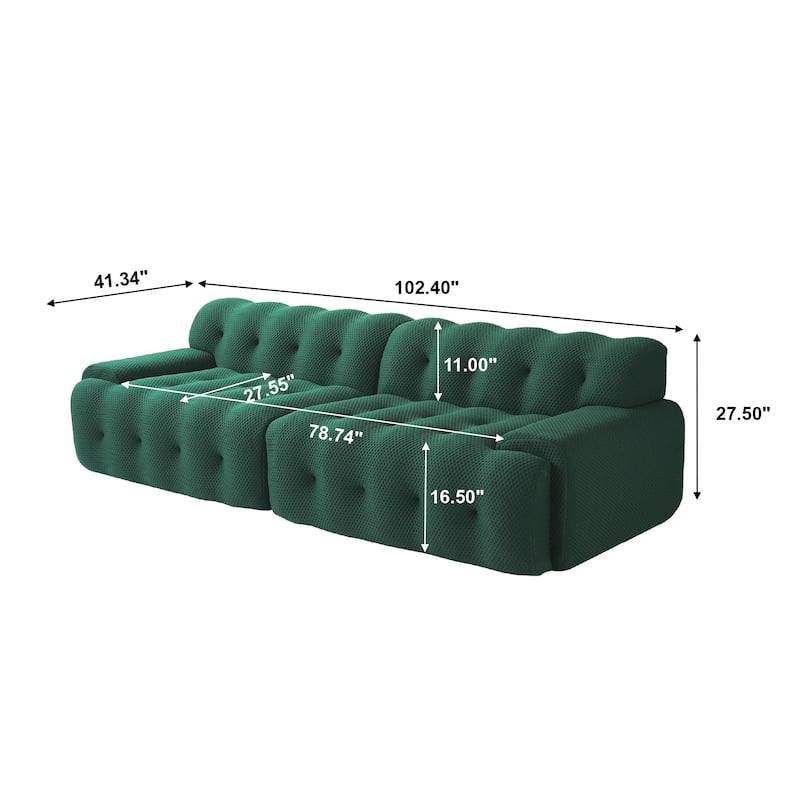 102.4" Cloud Sofa Couch，3-seater Upholstered 3D Textile Material Sectional Sofa For Living Room, Apartment