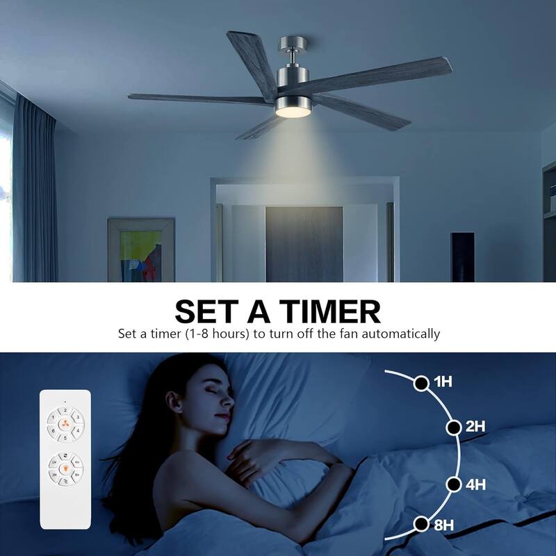 72" Brushed Nickel Aero Blade Ceiling Fan with LED Light and Remote - Brushed Nickel - 72"D x 72"W x 21"H