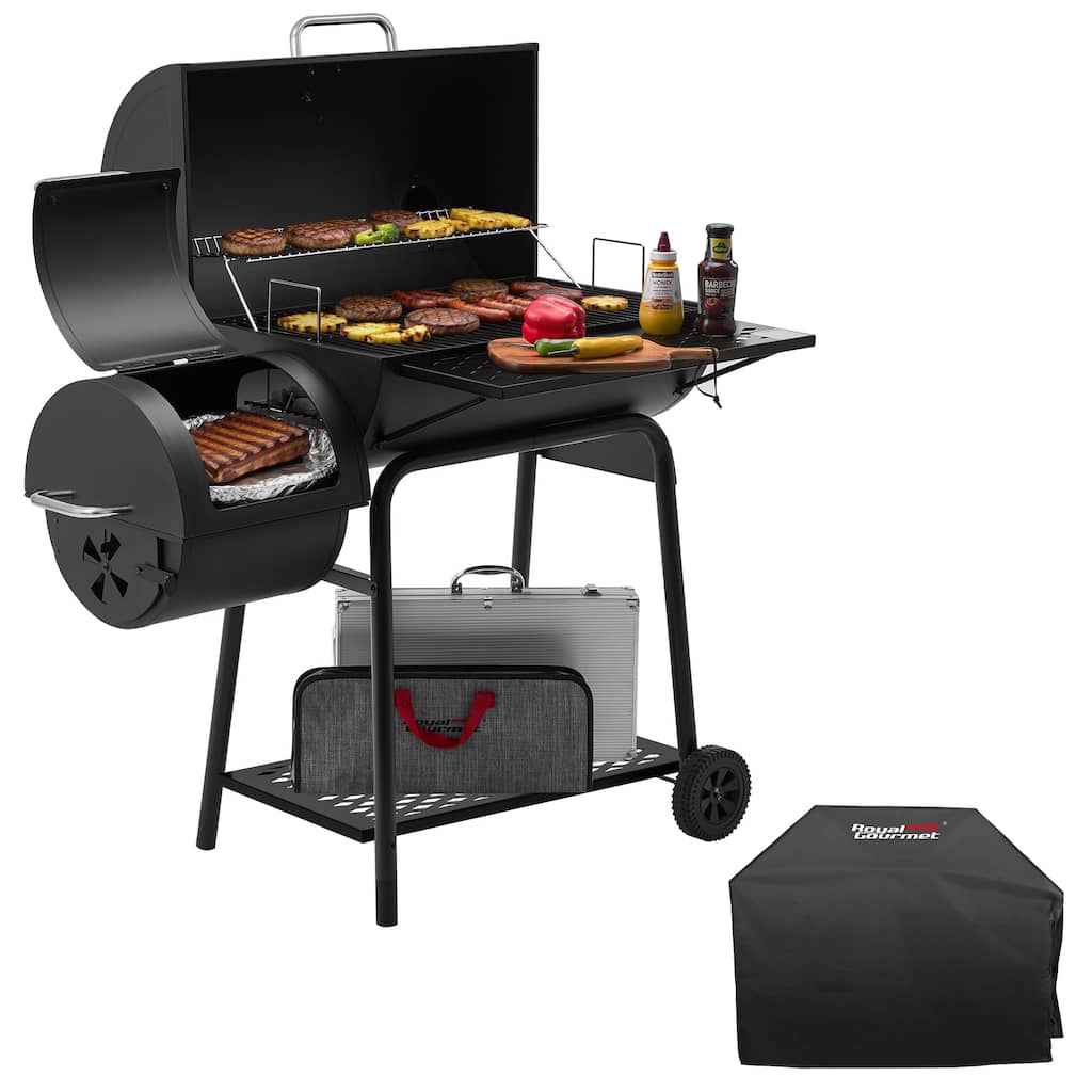 Royal Gourmet CC1830FC, Charcoal Grill with Smoker and Cover, black