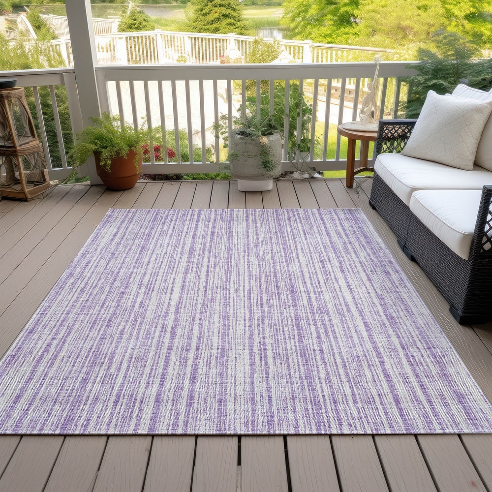 Machine Washable Indoor/ Outdoor Chantille Contemporary Striped Rug