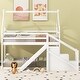 preview thumbnail 13 of 21, Wood Twin over Twin Bed House Roof Frame Loft Bunk Bed with Slide and Storage Staircase 2-in-1 Frame House-shaped Bed Frame White - Twin