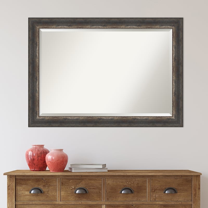 Beveled Wall Mirror - Bark Rustic Char Frame