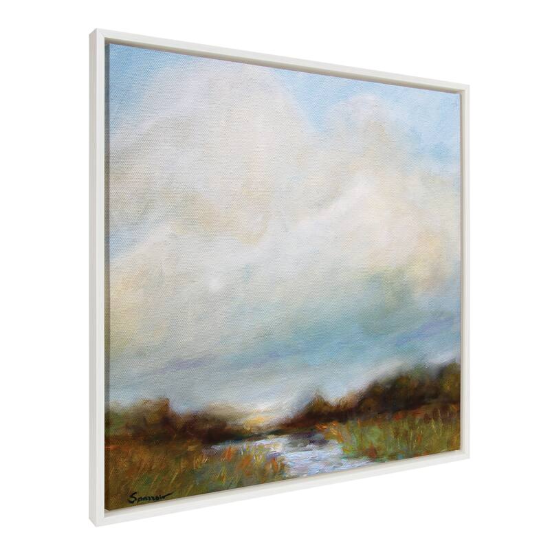 Kate and Laurel Sylvie Tranquility Framed Canvas by Mary Sparrow