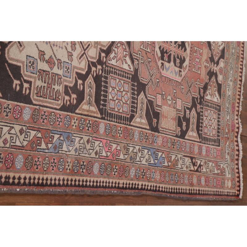 Hand Knotted Oriental 100% Wool Carpet Traditional Geometric Pink Meshkin Area Rug - 9' 4'' X 4' 11''