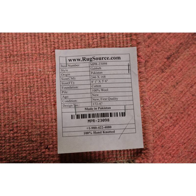 Pink Gabbeh Modern Area Rug Handmade Oriental Wool Carpet - 5'6" x 8'1"