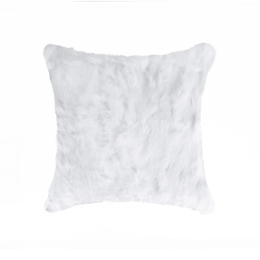 HomeRoots Set Of Two 18" White Rabbit Zippered Natural Fur Throw Pillows