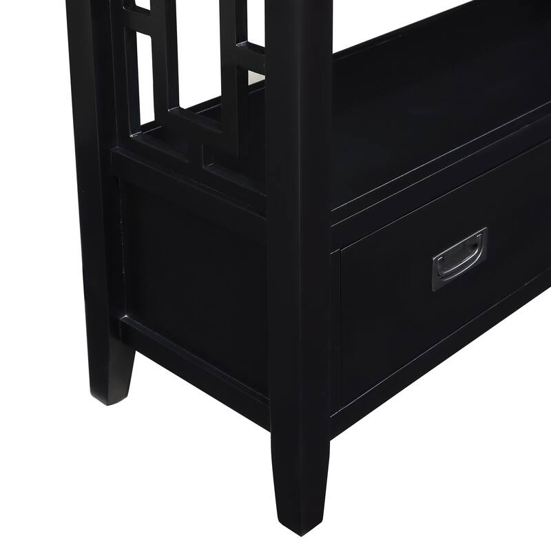 36" Farmhouse Pine Wood Console Table Entry Sofa Table with 4 Drawers & 1 Storage Shelf for Entryway Living Room Bedroom