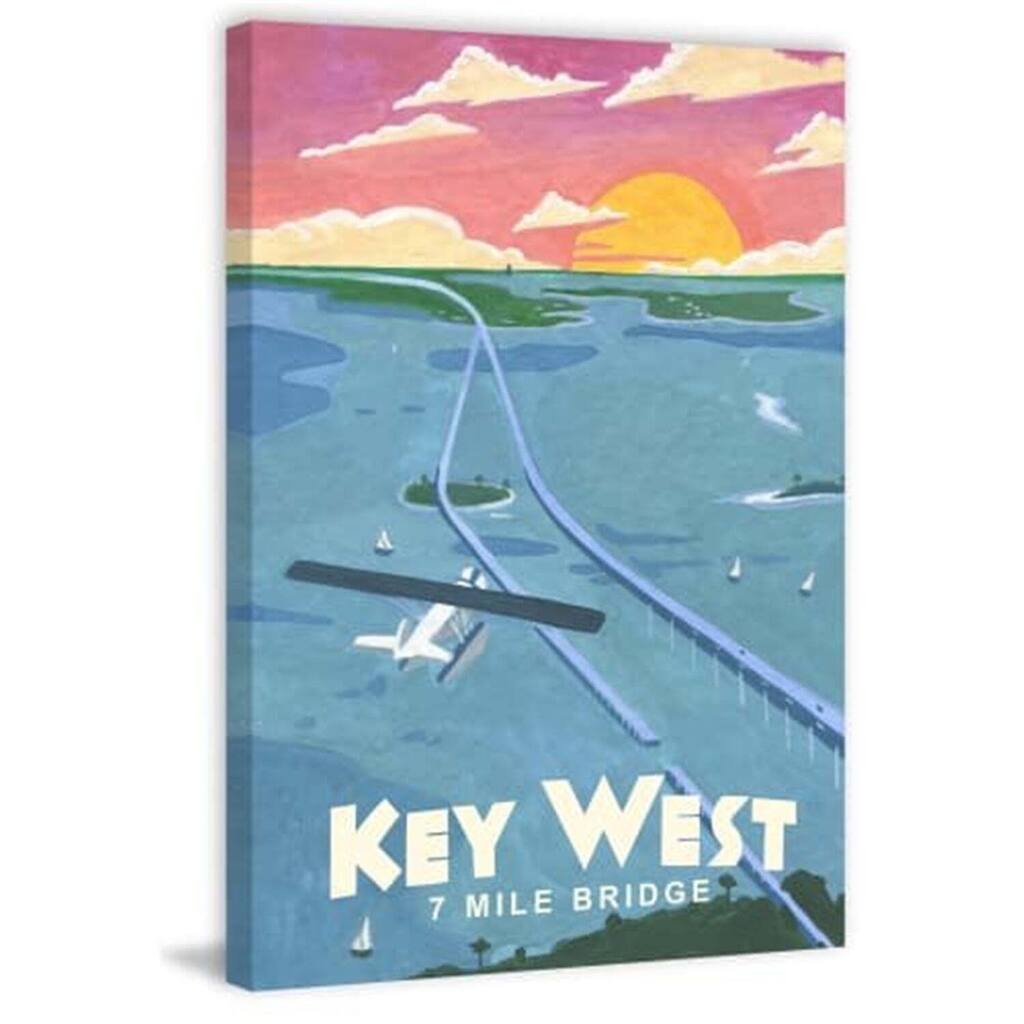 Modern Canvas Wall Art 36" Bridge Painting Print on Canvas - Large Abstract Home Decor