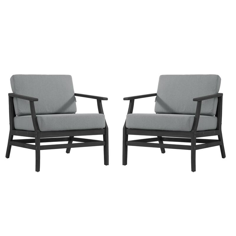 Teak Outdoor Patio Club Chairs Loveseat with Cushions