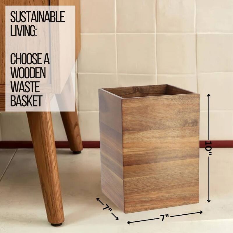 Acacia Wood Bathroom Accessory Set Collection