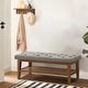 preview thumbnail 10 of 15, Entryway Shoe Bench Storage Bench Fabric Solid Wood, 43-inch Upholstered Bench for Living Room, Bedrooms