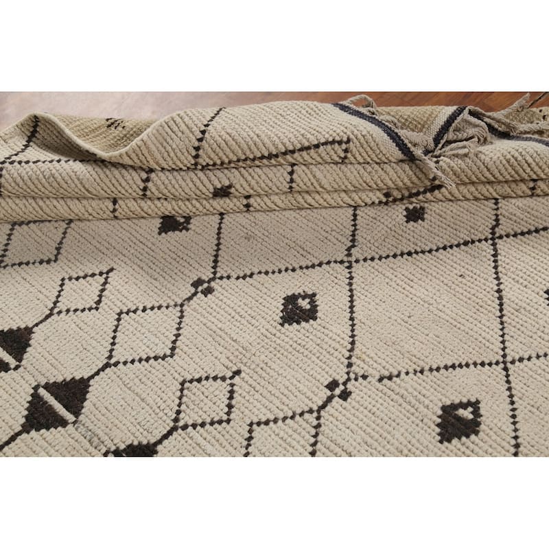 Trellis Moroccan Area Rug Hand-Knotted Wool Carpet - 7'11"x 10'9"