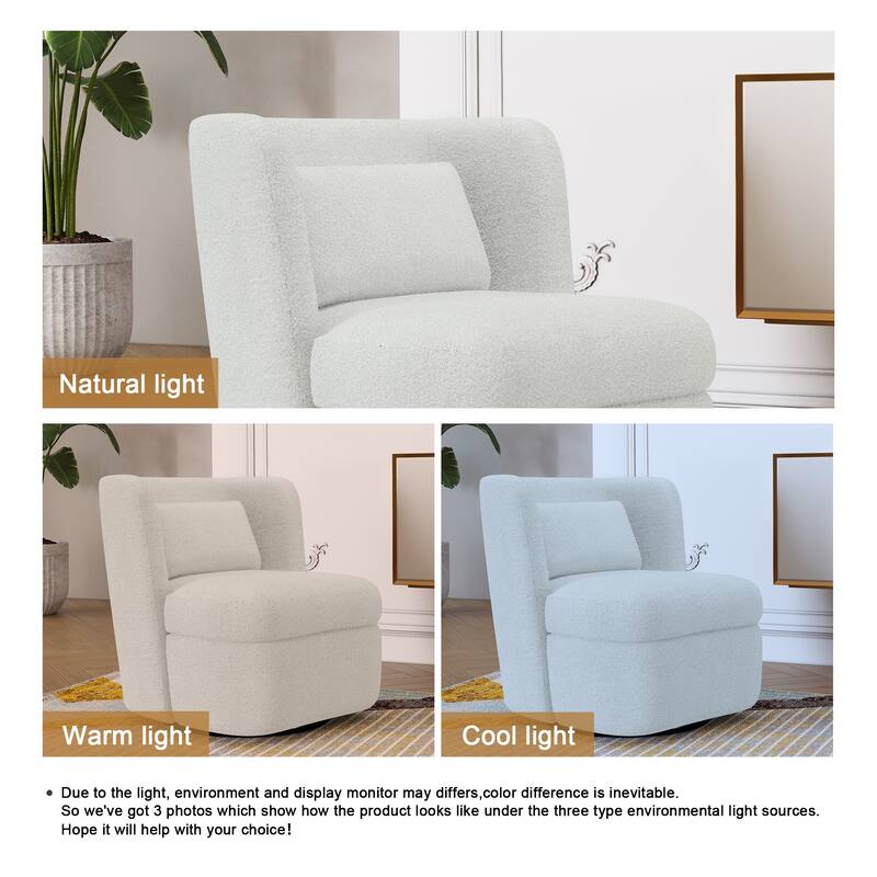 Boucle 360 degree Accent Swivel Barrel Chair