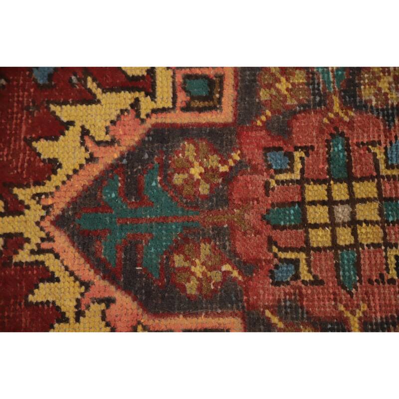 Hand Knotted Oriental 100% Wool Carpet Traditional Medallion Red Heriz Runner Rug - 10' 10'' X 2' 11''