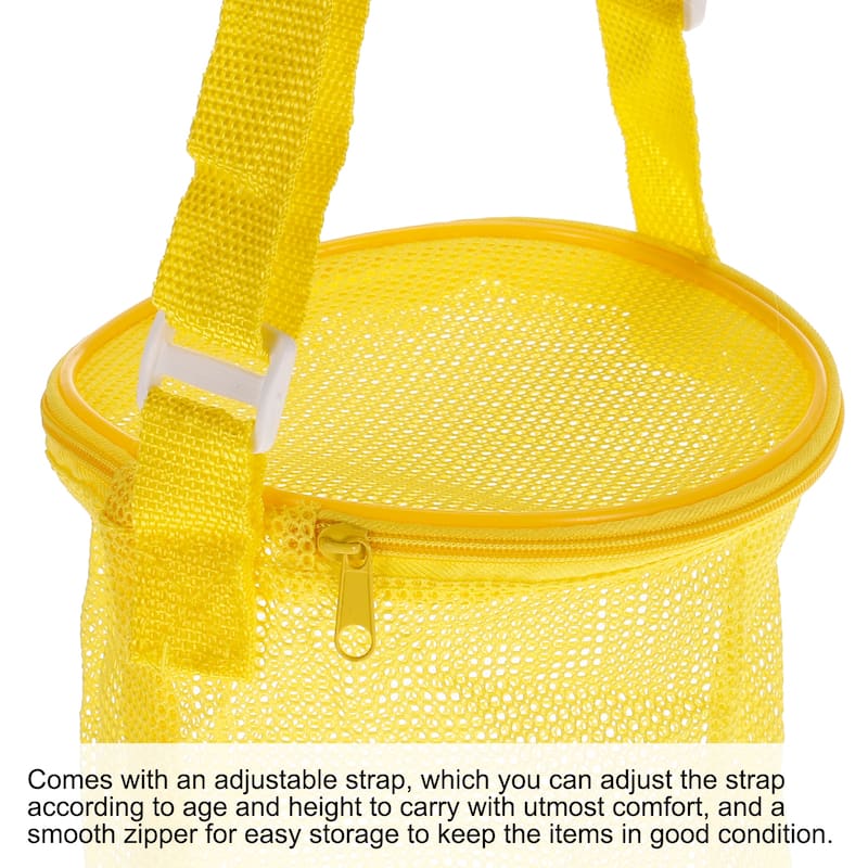 Mesh Beach Bag, Sea Shells Mesh Tote Sand Boxes Nets Bags, Yellow