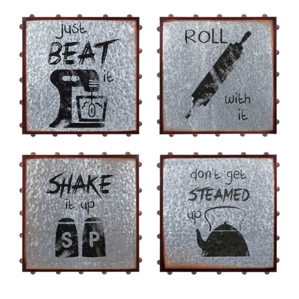 Pack of 4 Gray and Brown distressed Finish Honeybee Party Wall Decors 16.5” - N/A