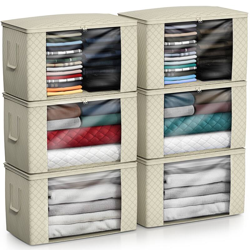 Sorbus Foldable Storage Bag Organizers, Large Clear Window & Carry Handles, Great for Clothes, Blankets, and More