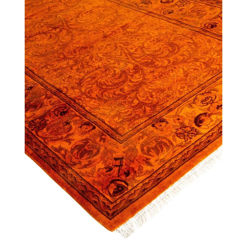 Overton Hand Knotted Wool Vintage Inspired Modern Contemporary Overdyed Gold Runner Rug - 2' 7" x 21' 4"