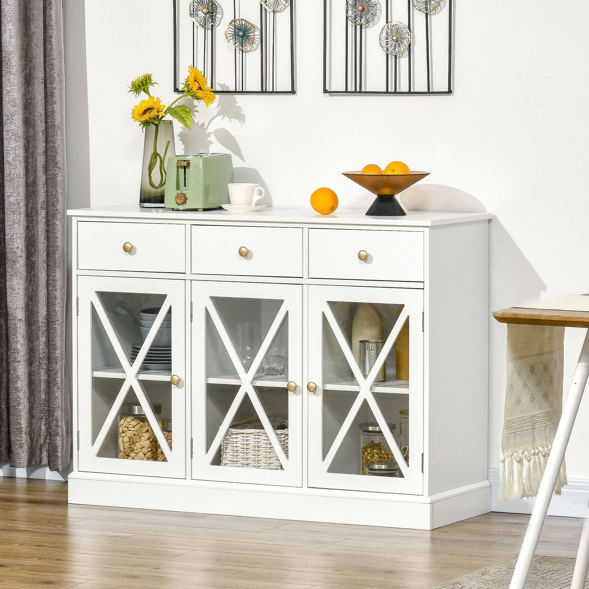 Farmhouse Sideboard Buffet Cabinet, Credenza,Coffee Bar Cabinet with ...
