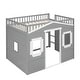 preview thumbnail 34 of 112, Solid Wood House Loft Bed with Window Design and Ladder, Twin/Full Size Playhouse Bed Loft Bed Frame with Guardrail for Kids