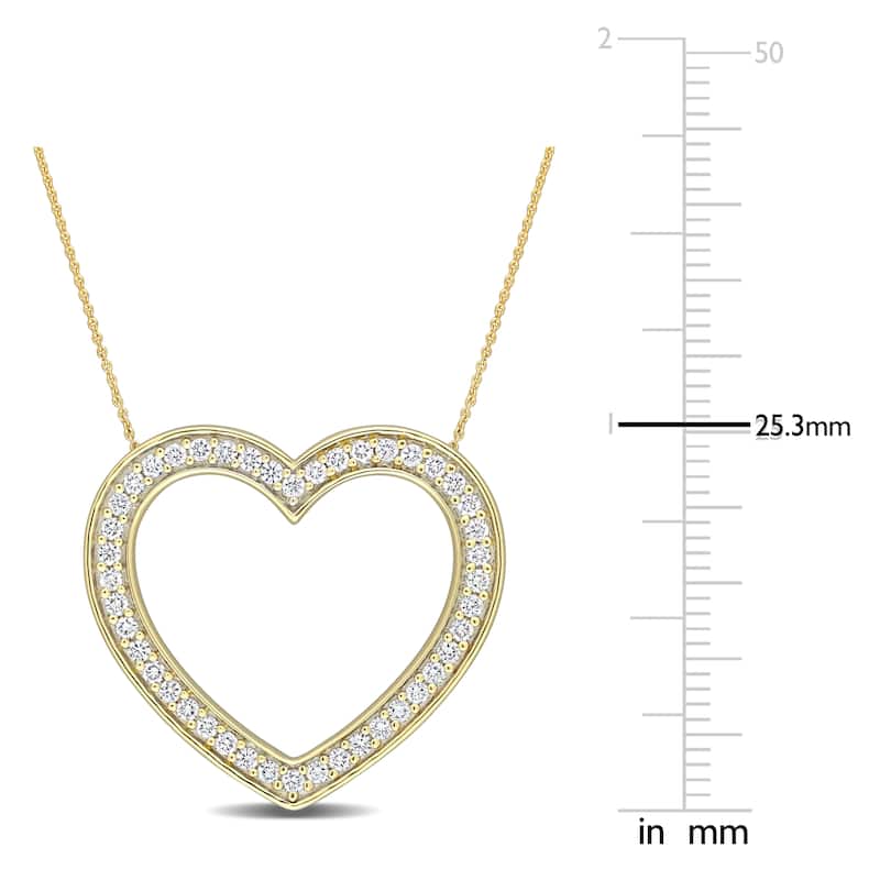 Miadora 10k Yellow 5/8ct TDW Diamond Open Heart Necklace