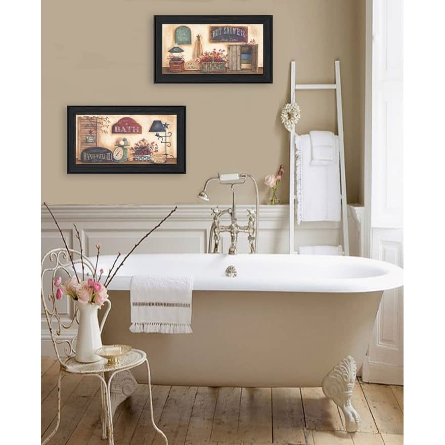TrendyDecor4U Farmhouse "Bath Collection" 2-Piece Vignette by Pam Britton - Earthtones