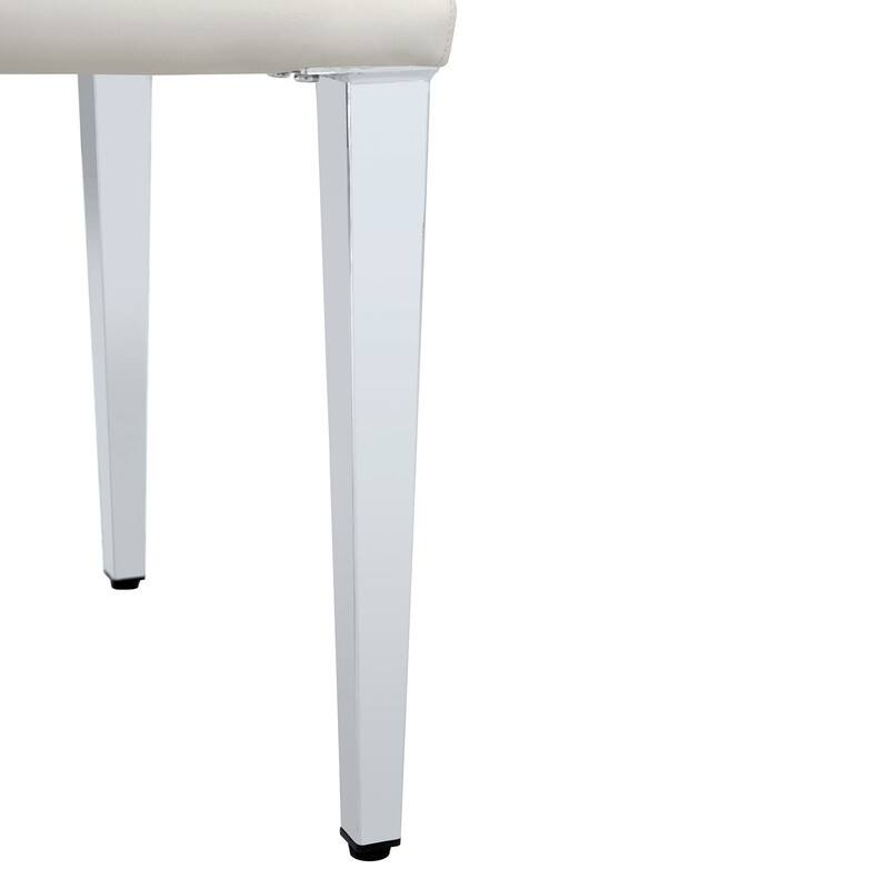 4-Pack Modern PU Dining Chairs with Ergonomic Buckle Backrest, Silver Metal Legs - Comfort & Style for Home & Commercial Use