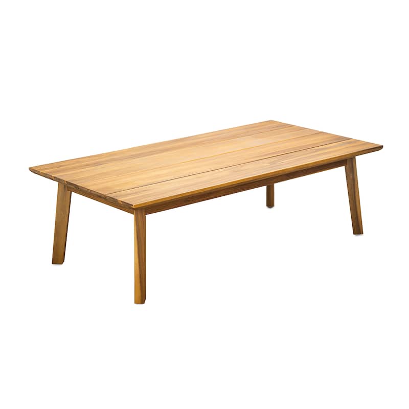 Roomfitters Porto Outdoor Acacia Wood Loveseat with Coffee Table, Patio Balcony Seating Set