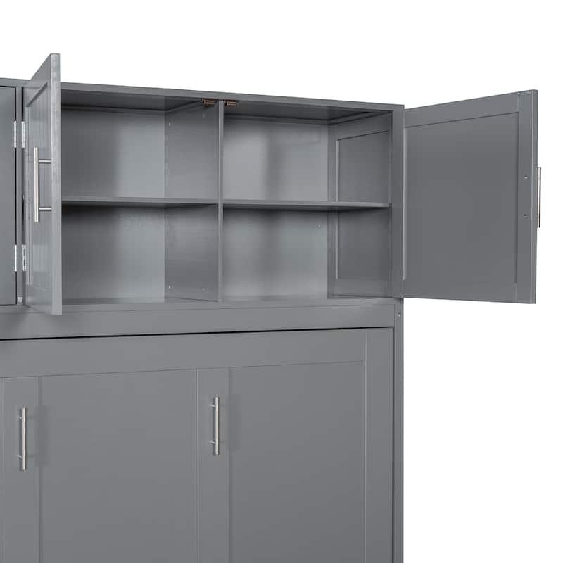 Space-Saving Queen Murphy Bed with Desk & Storage, Gray - Hydraulic Wall Bed for Small Rooms