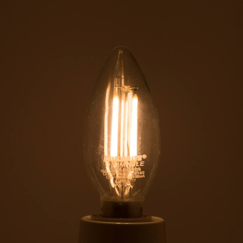 Bulbrite Pack of (4) 2.5 Watt Dimmable Clear Filament B11 Candelabra (E12) LED Bulb - 250 Lumens, 2700K, and 80 CRI