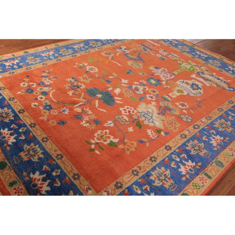 Floral Heriz Serapi Indian Area Rug Hand-Knotted Wool Carpet - 7'11"x 9'11"