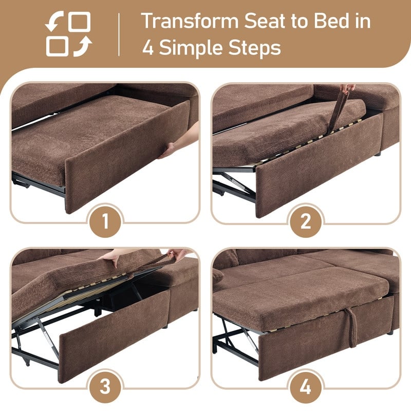 Upholstered Velvet U-Shaped Sectional Sleeper Sofa Corner Sectional Sofa Bed