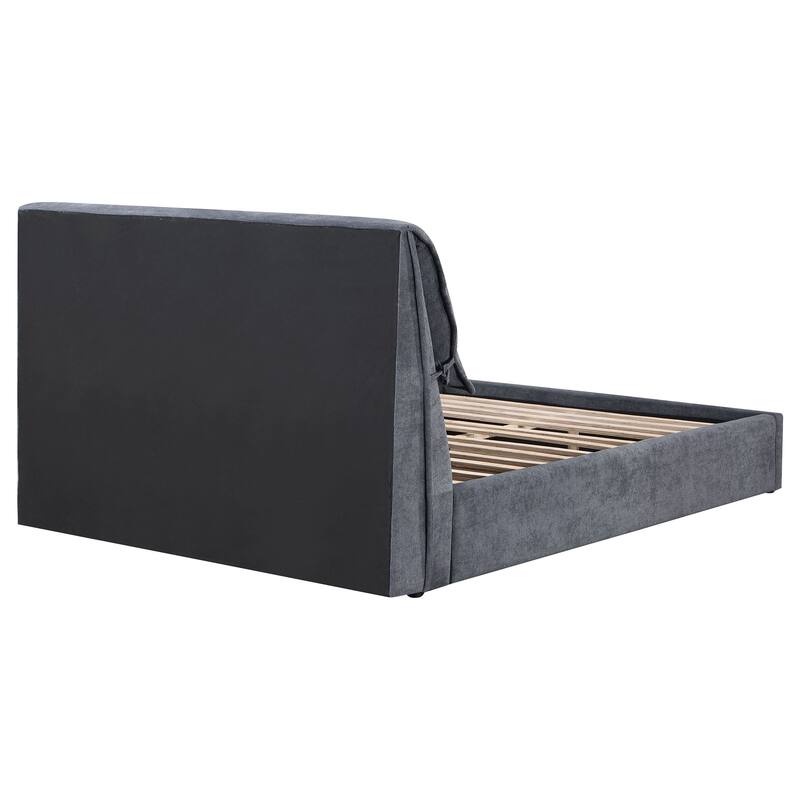 Laurel Upholstered Platform Bed Dark Grey