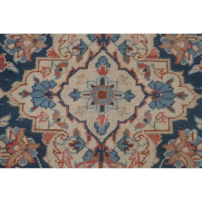 Distressed Kashan Persian Antique Area Rug Handmade Wool Carpet - 7'2"x 10'0"