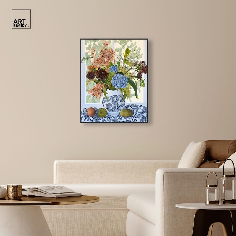 Blue Vase Bounty Canvas by Art Remedy
