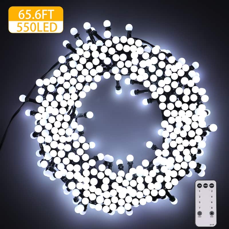 32.8/65.6FT Outdoor LED Pulg In 300/550-Bulb Mini String Lights - 65.6FT - Cool White