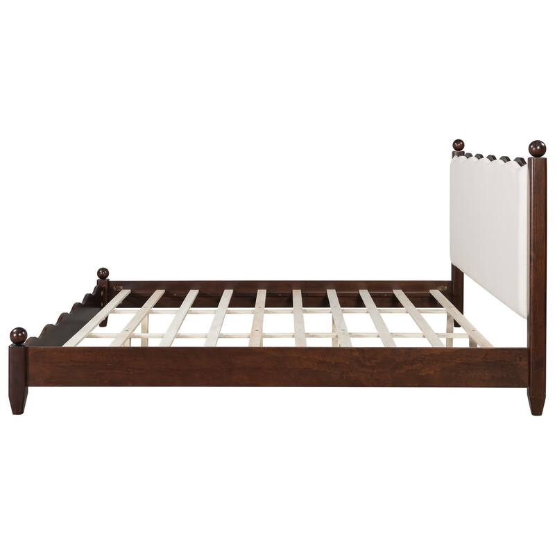 Wood Platform Bed with Upholstered Headboard by Harper&Bright Designs