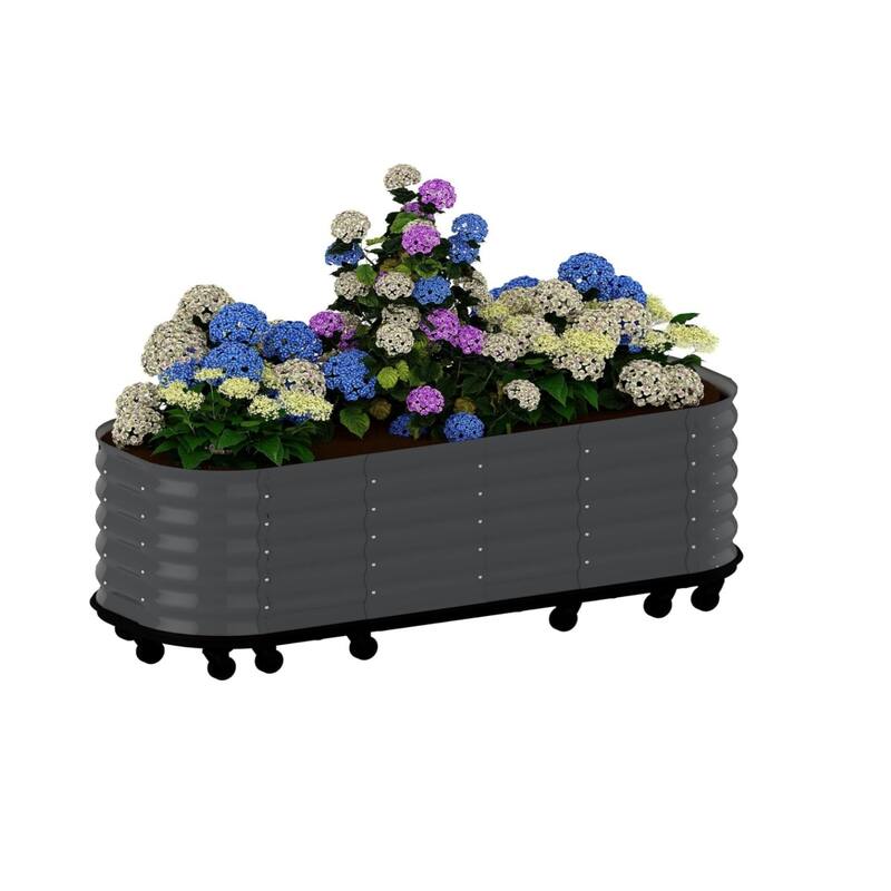 94x24x20in Galvanized Raised Garden Bed with Wheels and Water Reservoir Portable Rolling Elevated Raised Garden Bed Gray - Grey