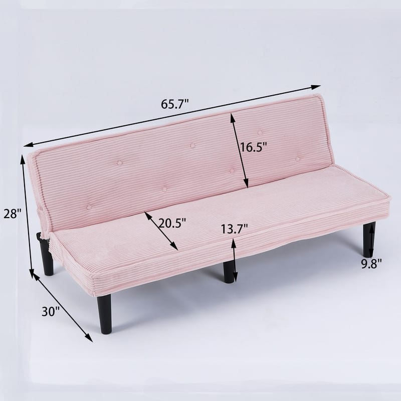 65.7" Corduroy Armless Upholstered Sofa Bed
