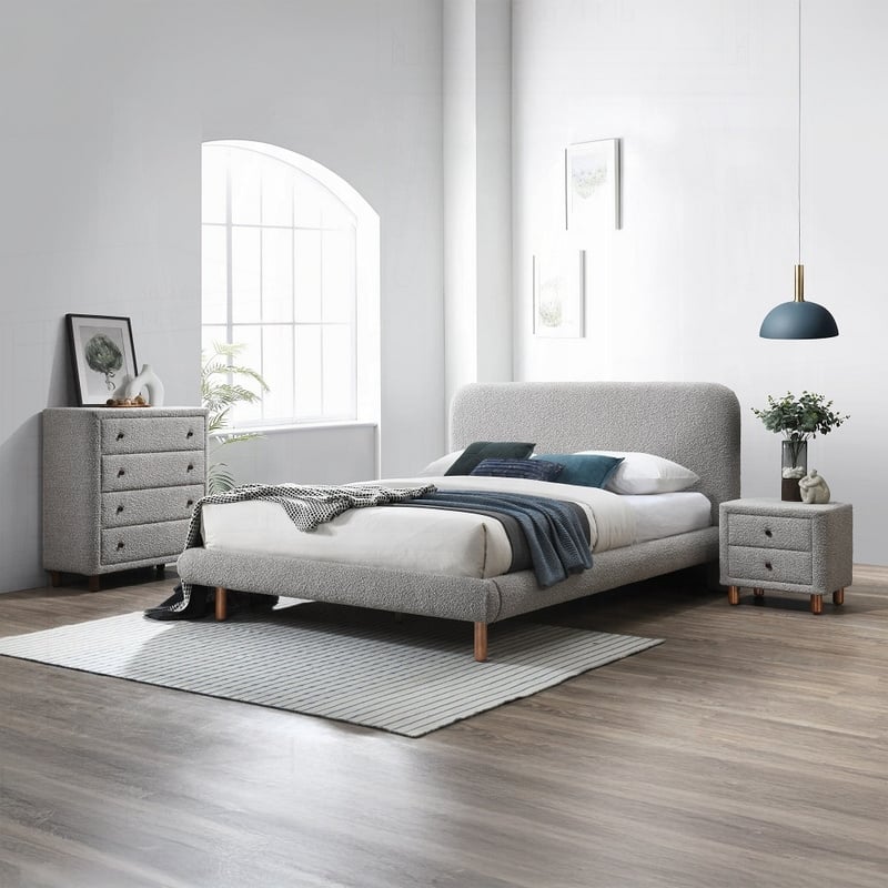 Charming Plush Upholstered Nightstand with Stylish Design for Bedroom