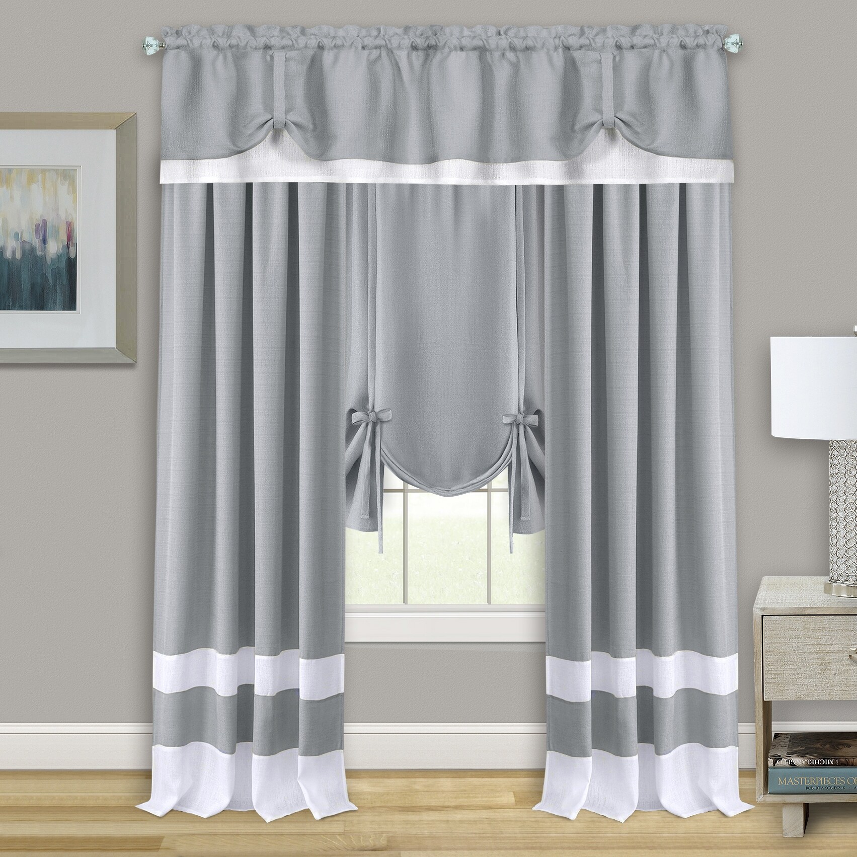 Darcy Window Curtain Tie Up Shade - 58x63-image