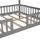 preview thumbnail 24 of 33, Full Size Wood House Bed with Fence, Playhouse Design for Kids, Sturdy Pine Construction, Customizable Decor