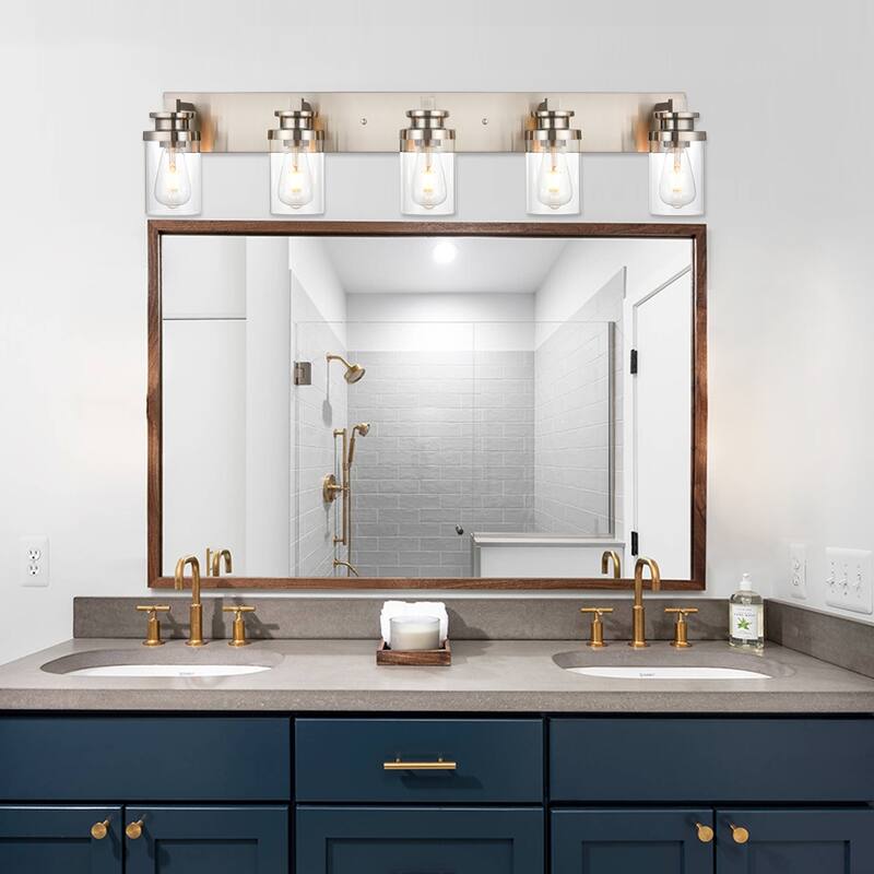 Industrial Vanity Light fixture with Clear Glass Shade